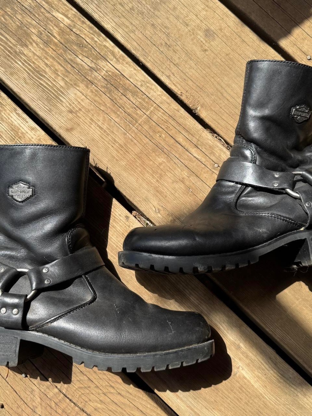 Vintage Harley-Davidson harness motorcycle boots